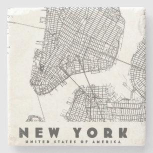 Dessous-de-verre En Pierre Carte de voyage vintage de la ville de New York