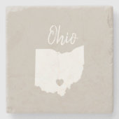 Dessous-de-verre En Pierre Carte d'état de l'Ohio   (Devant)