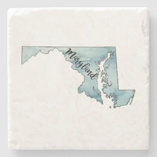 Dessous-de-verre En Pierre Carte d'état du Maryland Dessous de verre en pierr