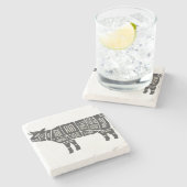 Dessous-de-verre En Pierre Carte du boucher de vache (Côté)