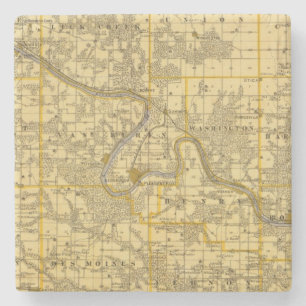 Dessous-de-verre En Pierre Carte du comté de Van Buren, état de l'Iowa