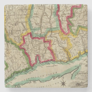 Dessous-de-verre En Pierre Carte du Connecticut