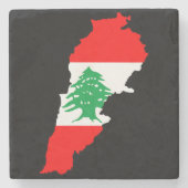 Dessous-de-verre En Pierre Carte du Liban avec drapeau (Devant)