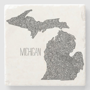 Dessous-de-verre En Pierre Carte du Michigan