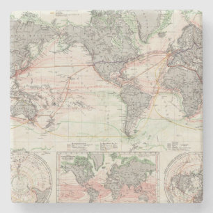 Dessous-de-verre En Pierre Carte du monde des courants d'océan