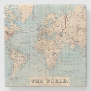 Dessous-de-verre En Pierre Carte du monde sur la projection de Mercator