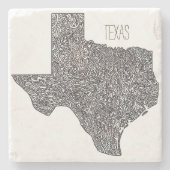 Dessous-de-verre En Pierre Carte du Texas (Devant)