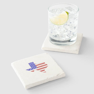 Dessous-de-verre En Pierre Carte du Texas Façonné Drapeau américain Patrio