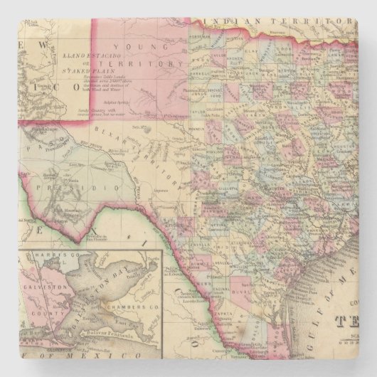 Dessous-de-verre En Pierre Carte du Texas par Mitchell (Devant)