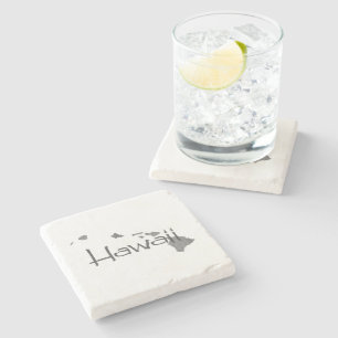 Dessous-de-verre En Pierre Carte Hawaii Façonné Vintage Gris Chalkboard