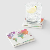 Dessous-de-verre En Pierre Carte Mondiale De L'Aquarelle (Côté)