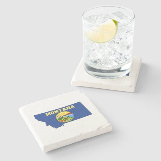 Dessous-de-verre En Pierre Carte Silhouette Montana Drapeau d'État en forme (Côté)