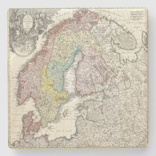 Dessous-de-verre En Pierre Carte vintage de Scandinavie