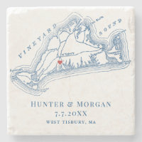 Carte West Tisbury Mariage bleu Keepsaké Favoriser
