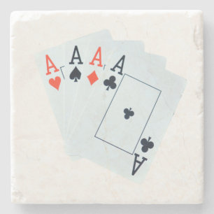 Dessous-de-verre En Pierre Cartes De Poker Quad Aces,