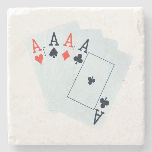 Dessous-de-verre En Pierre Cartes De Poker Quad Aces, (Devant)
