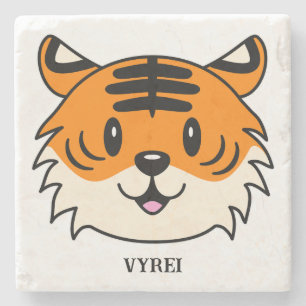 Dessous-de-verre En Pierre Carton doux et souriant tigre
