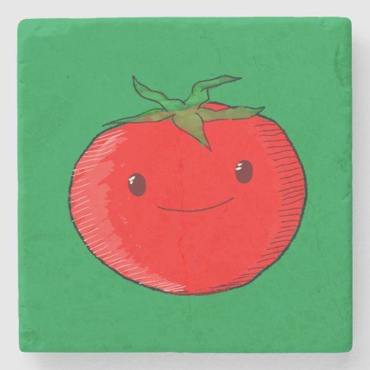 Dessous-de-verre En Pierre Carton mignon Tomate vert (Devant)