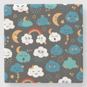 Dessous-de-verre En Pierre Cartoon Météo Prévision Motif sans couture