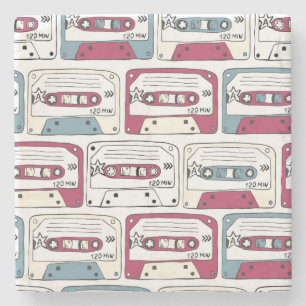Dessous-de-verre En Pierre Cassettes de musique rétro : Arrière - plan de roc