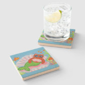 Dessous-de-verre En Pierre Cat Mermaid Coaster (Côté)