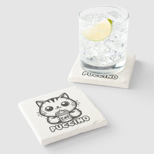 Dessous-de-verre En Pierre Catpuccino 1 (Côté)