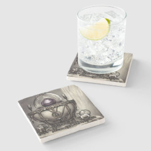 Dessous-de-verre En Pierre Cauldron argenté orné avec balle en cristal violet