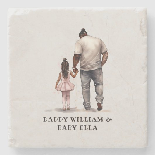 Dessous-de-verre En Pierre Caution père et fille noire (6) (Devant)