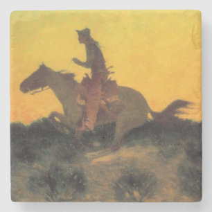 Dessous-de-verre En Pierre Cavalier contre le soleil couchant (de Remington)