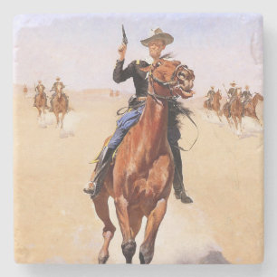 Dessous-de-verre En Pierre Cavalier des Plaines (Cowboy Horse Rider)