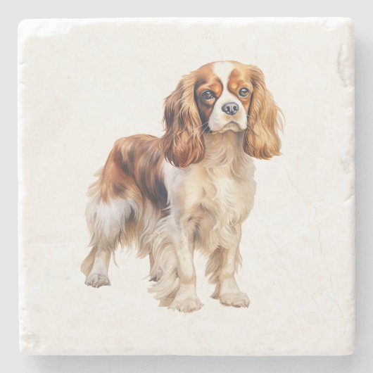 Dessous-de-verre En Pierre Cavalier King Charles Spaniel print Dog art print (Devant)