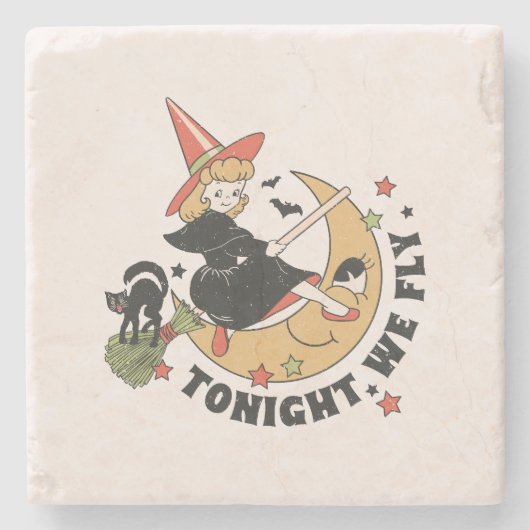 Dessous-de-verre En Pierre Ce Soir, Nous Volons Une Sorcière Mignonne (Devant)