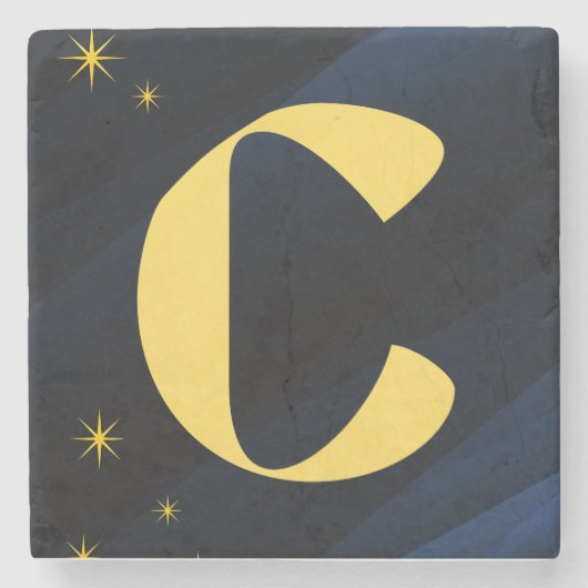 Dessous-de-verre En Pierre Celestial Midnight Gold Monogram (Devant)