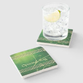 Dessous-de-verre En Pierre Céltic Green Knots & Feuilles (Côté)