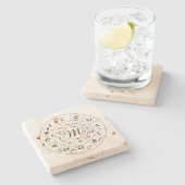 Dessous-de-verre En Pierre Cercle de monogramme de cinquièmes (Côté)