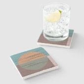 Dessous-de-verre En Pierre Cercle Orange Et Vert (Côté)