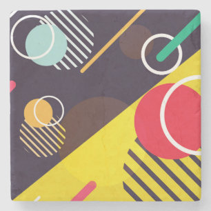 Dessous-de-verre En Pierre Cercles et lignes Abstraits colorés