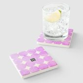 Dessous-de-verre En Pierre Cercles violets modernes | Monogramme (Côté)