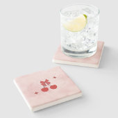 Dessous-de-verre En Pierre Cerise (Côté)