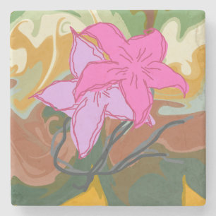 Dessous-de-verre En Pierre Cette conception d'art floral abstrait mélange des
