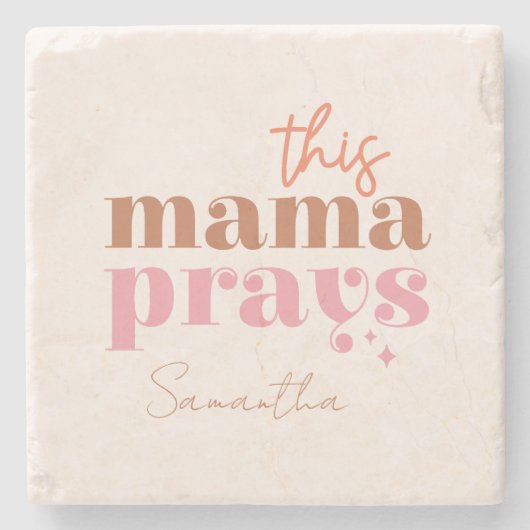 Dessous-de-verre En Pierre Cette Mama prie - Rustic Boho Design (Devant)