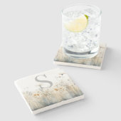 Dessous-de-verre En Pierre Champ rustique de Monogramme Fleur sauvage (Côté)