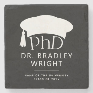 Dessous-de-verre En Pierre Chapeau doctoral personnalisé de doctorat pour la