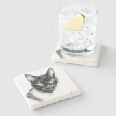 Dessous-de-verre En Pierre Charbon de Chat (Côté)