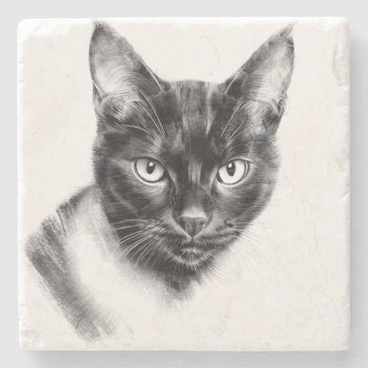 Dessous-de-verre En Pierre Charbon de Chat (Devant)