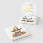 Dessous-de-verre En Pierre Charmant Thanksgiving Chat en déguisement (Côté)