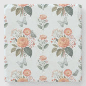 Dessous-de-verre En Pierre Charme à fleurs avec ailes de papillon (Devant)