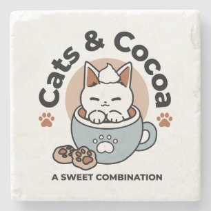 Dessous-de-verre En Pierre Chat adorable en Mug Conception de vacances - Chat