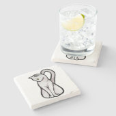 Dessous-de-verre En Pierre Chat blanc mignon (Côté)