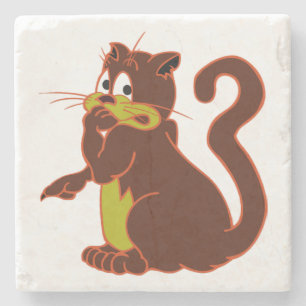 DESSOUS-DE-VERRE EN PIERRE CHAT BROWN FROID